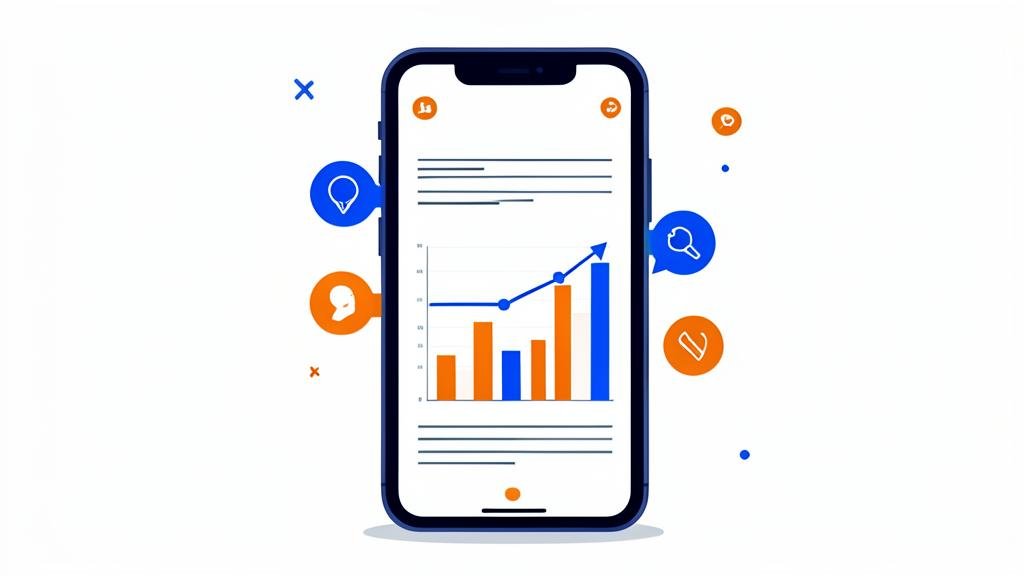 Social analytics dashboard on a phone